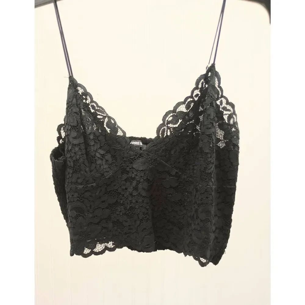 Express Black Lacey tank top size L
